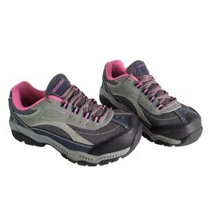 Brahma Sacha Steel Toe Safety Shoes Women's 8.5 Gray Pink Sneakers Leather PPE